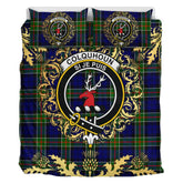 Colquhoun Modern Tartan Crest Bedding Set - Golden Thistle Style